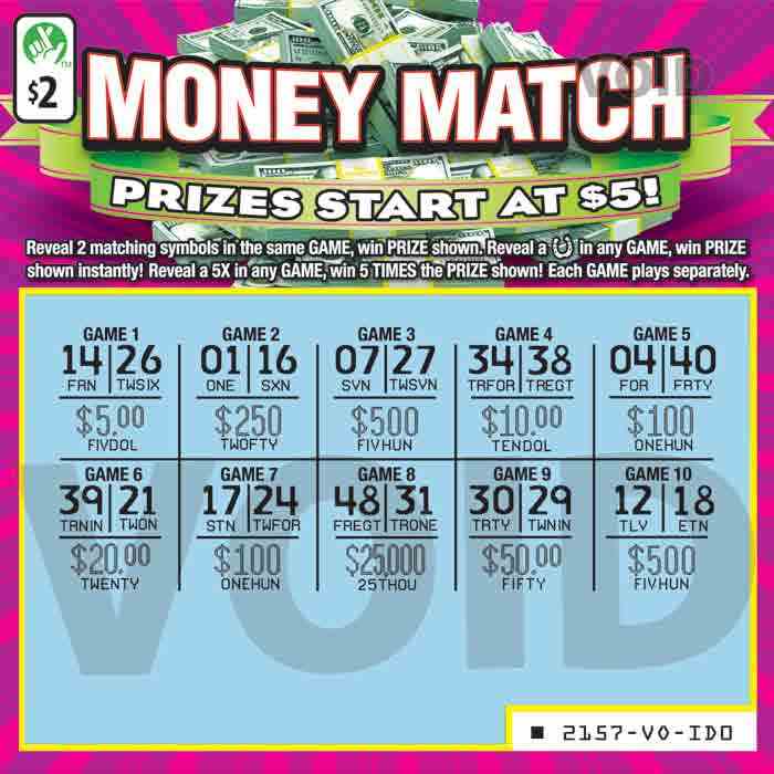 Money Match                                        scratchcard - game number #2157 - front