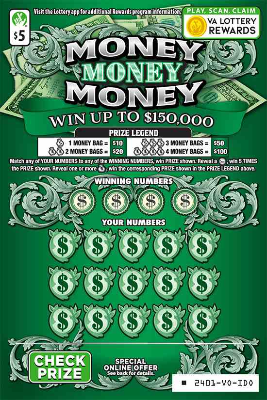Money Money Money scratchcard - game number #2401 - front