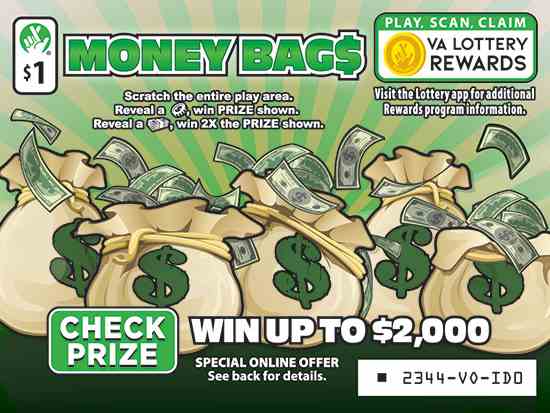 Moneybags scratchcard - game number #2344 - front