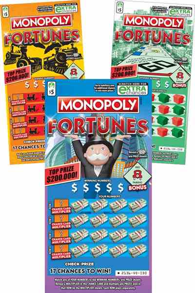 MONOPOLY FORTUNES                                  scratchcard - game number #2136 - front