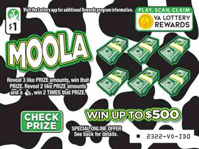 Moola scratchcard - game number #2322 - front