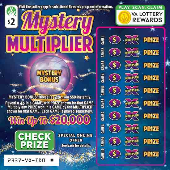 Mystery Multiplier scratchcard - game number #2337 - front
