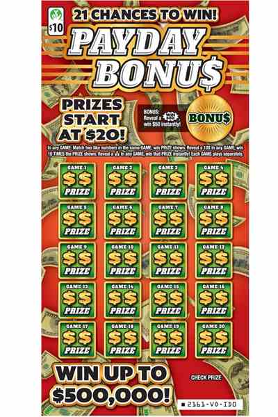 Payday Bonu$                                       scratchcard - game number #2161 - front