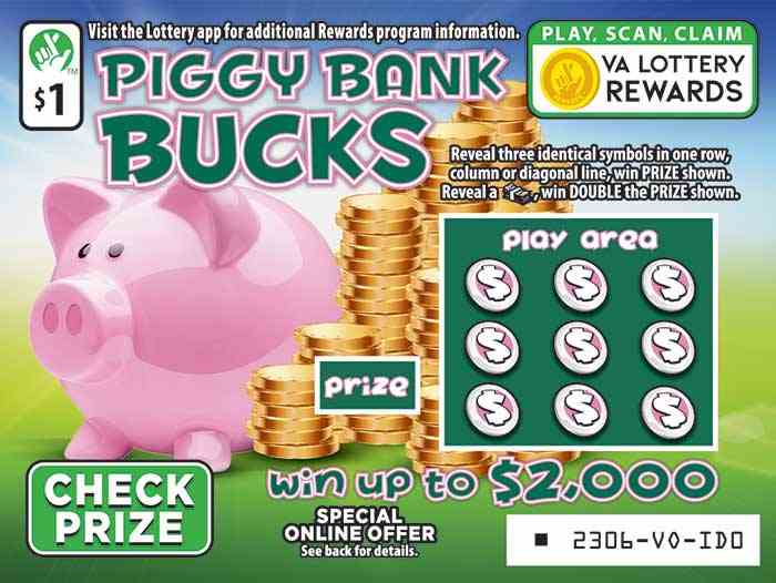 Piggy Bank Bucks scratchcard - game number #2306 - front