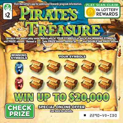 Pirates Treasure scratchcard - game number #2290 - front