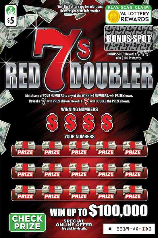 Red 7S Doubler scratchcard - game number #2319 - front