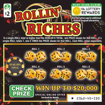 Rollin Riches scratchcard - game number #2362 - front