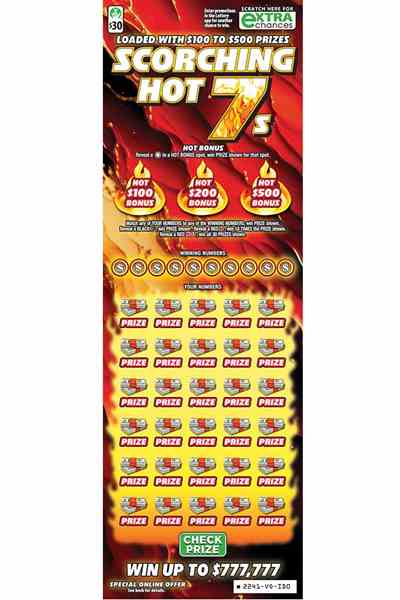 Scorching Hot 7s                                   scratchcard - game number #2241 - front