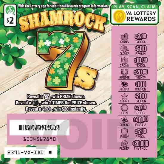 Shamrock 7S scratchcard - game number #2391 - front-scratched