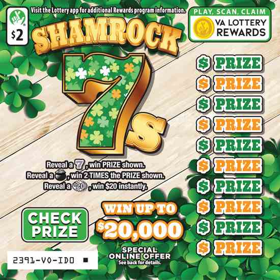 Shamrock 7S scratchcard - game number #2391 - front