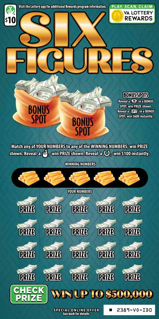 Six Figures scratchcard - game number #2389 - front