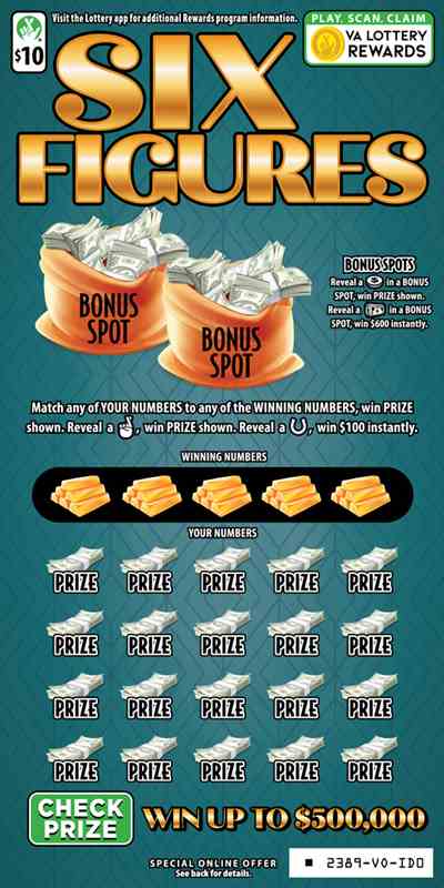 Six Figures scratchcard - game number #2389 - front