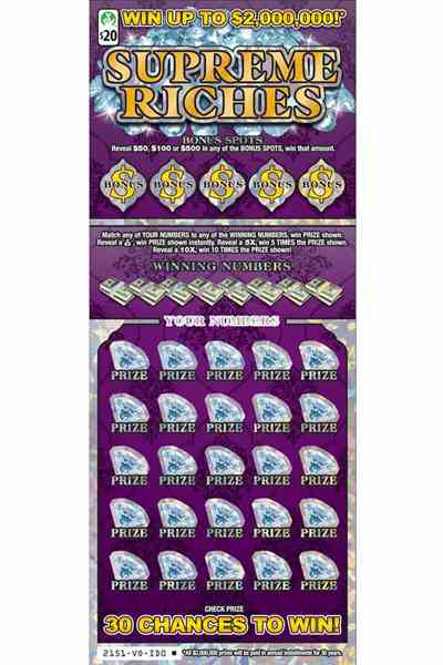 Supreme Riches                                     scratchcard - game number #2151 - front