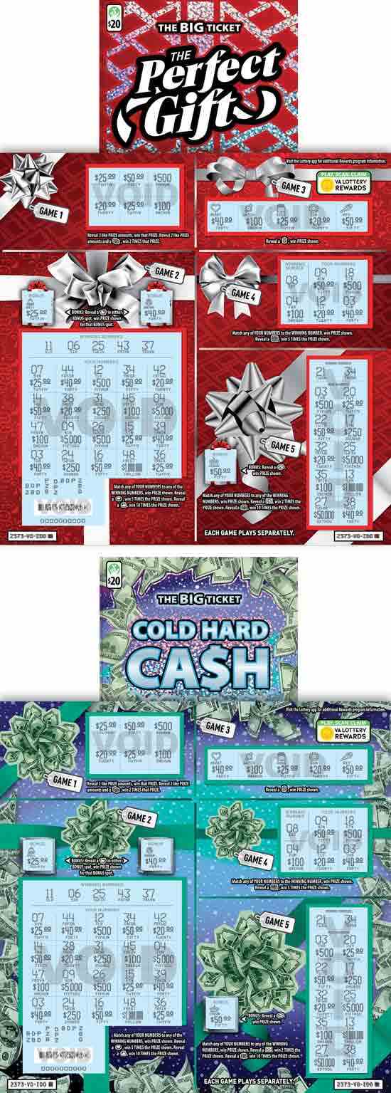 The Big Ticket: The Perfect Gift/Cold Hard Cash scratchcard - game number #2373 - front-scratched