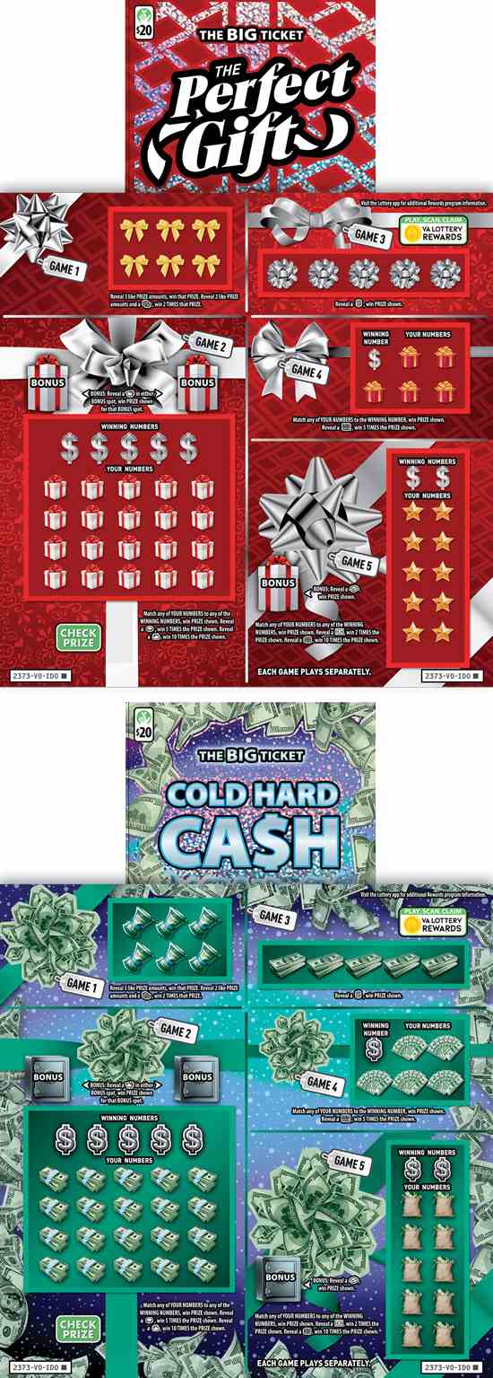 The Big Ticket: The Perfect Gift/Cold Hard Cash scratchcard - game number #2373 - front