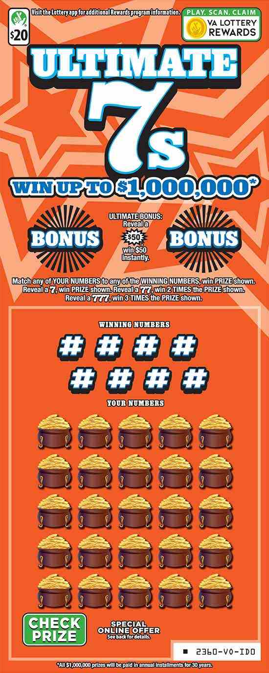 Ultimate 7S scratchcard - game number #2360 - front