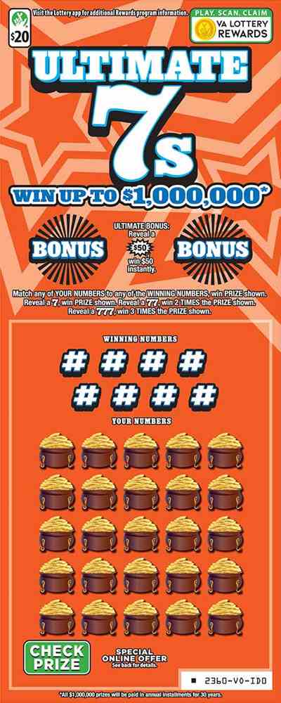 Ultimate 7S scratchcard - game number #2360 - front