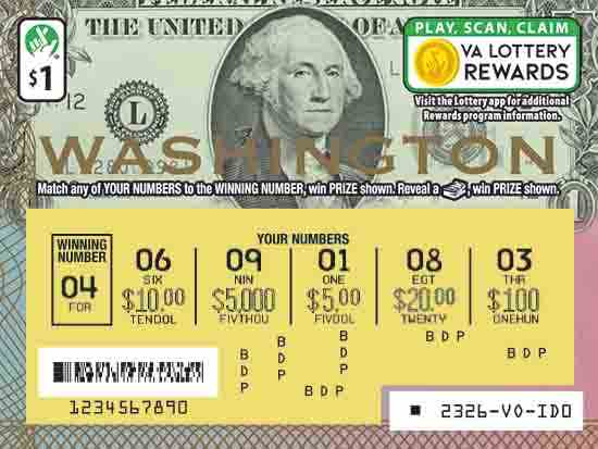Washington scratchcard - game number #2326 - front-scratched