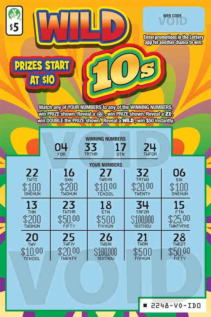 Wild 10s                                           scratchcard - game number #2248 - front