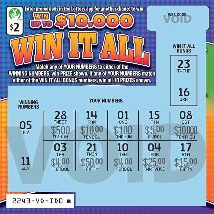 WIN IT ALL                                         scratchcard - game number #2243 - front