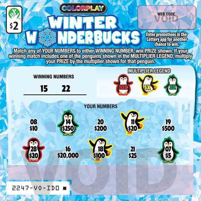 Winter Wonderbucks                                 scratchcard - game number #2247 - front