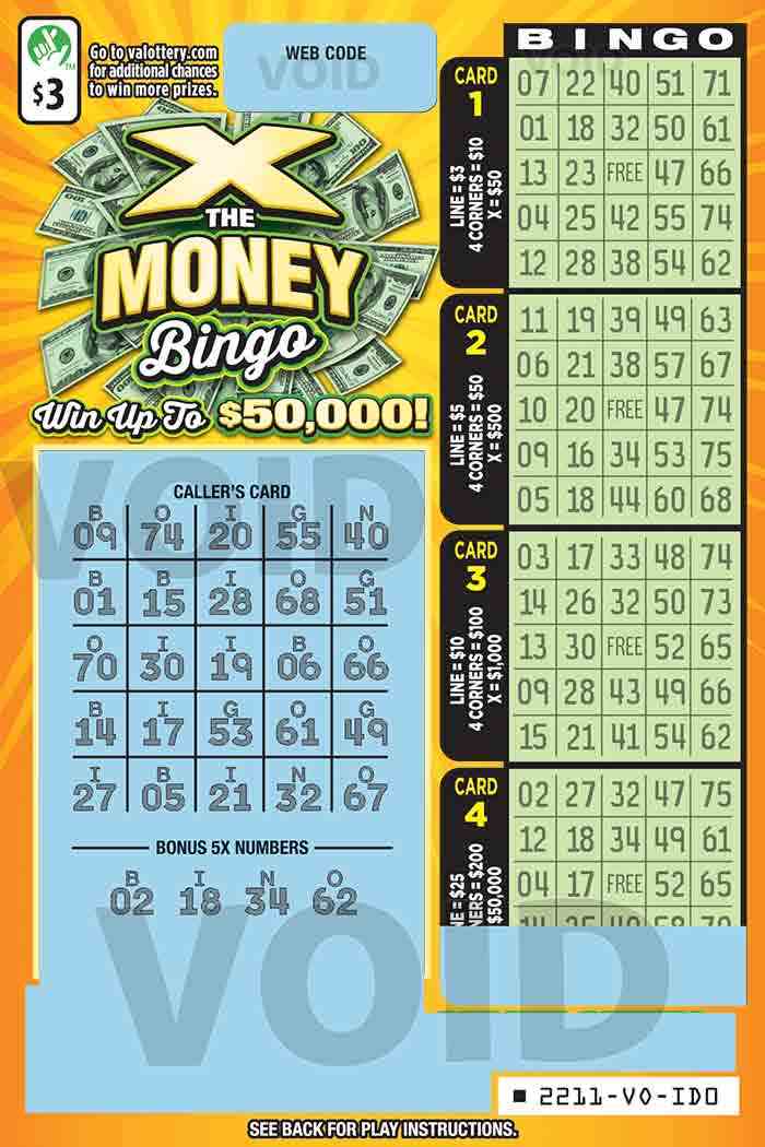 X The Money Bingo                                  scratchcard - game number #2211 - front