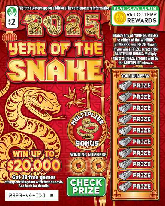 Year Of The Snake scratchcard - game number #2323 - front