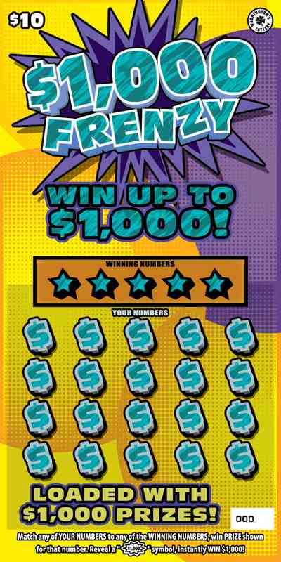 $1,000 Frenzy scratchcard - game number #1983 - front