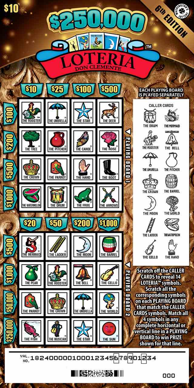 $250,000 Loteria 6Th Edition scratchcard - game number #1824 - front-scratched