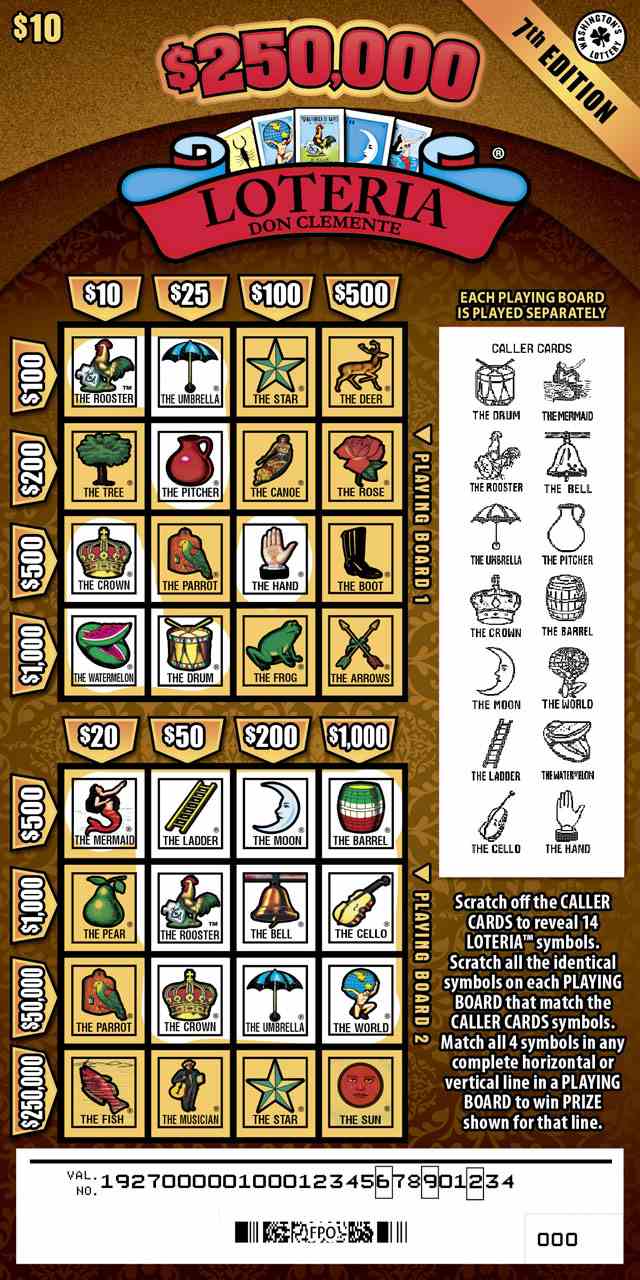 $250,000 Loteria 7Th Edition scratchcard - game number #1927 - front-scratched