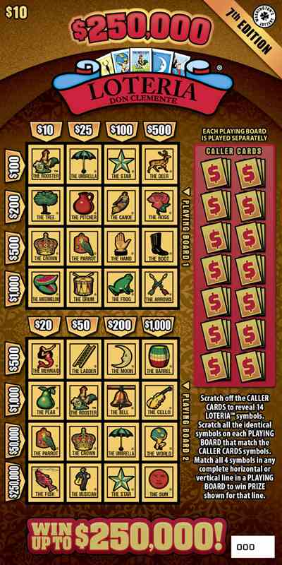 $250,000 Loteria 7Th Edition scratchcard - game number #1927 - front