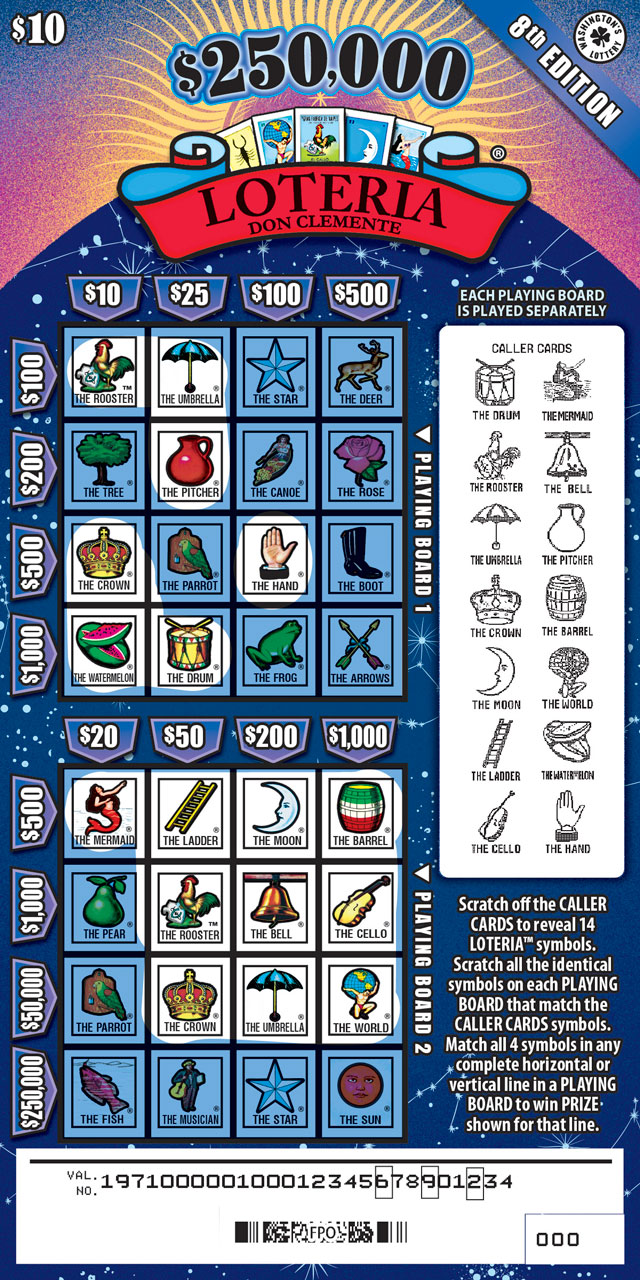 $250,000 Loteria 8Th Edition scratchcard - game number #1971 - front-scratched