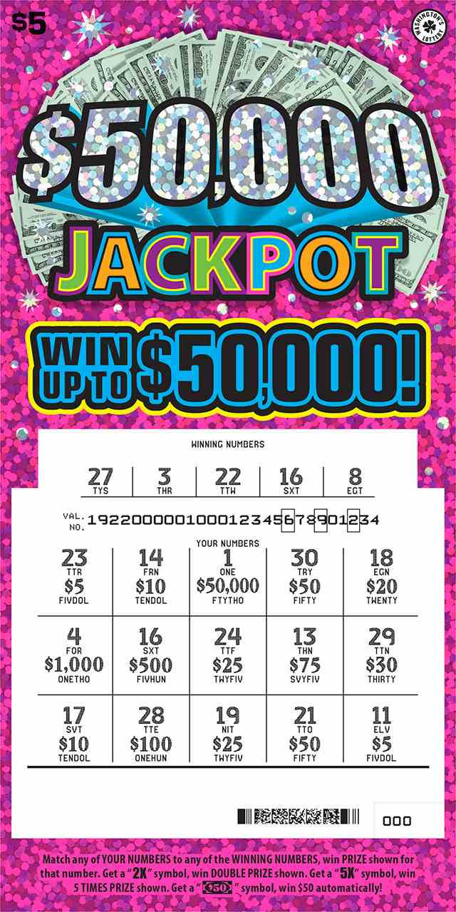 $50,000 Jackpot scratchcard - game number #1922 - front-scratched
