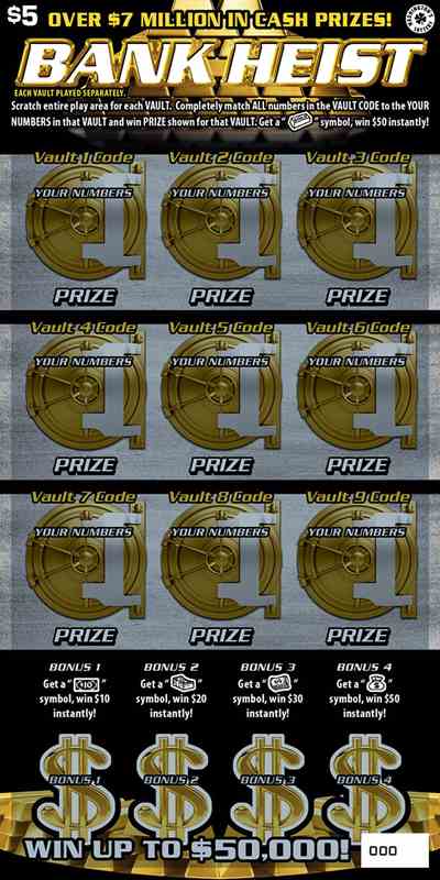 Bank Heist scratchcard - game number #1934 - front