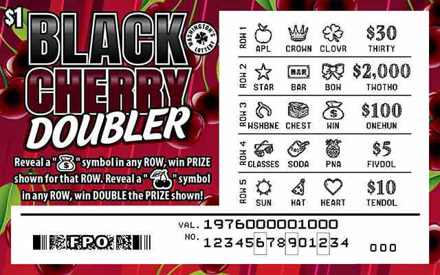 Black Cherry Doubler scratchcard - game number #1976 - front-scratched