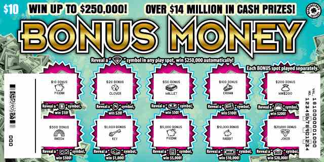 Bonus Money scratchcard - game number #1810 - front-scratched