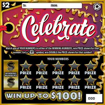 Celebrate scratchcard - game number #1990 - front