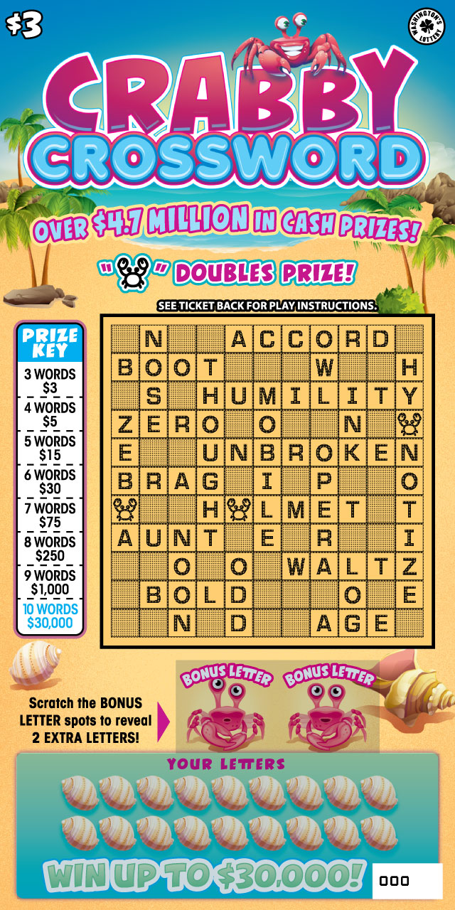 Crabby Crossword scratchcard - game number #1993 - front