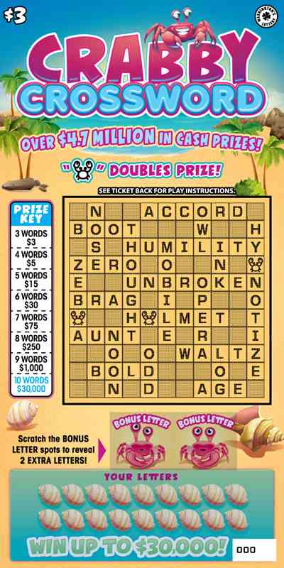 Crabby Crossword scratchcard - game number #1993 - front