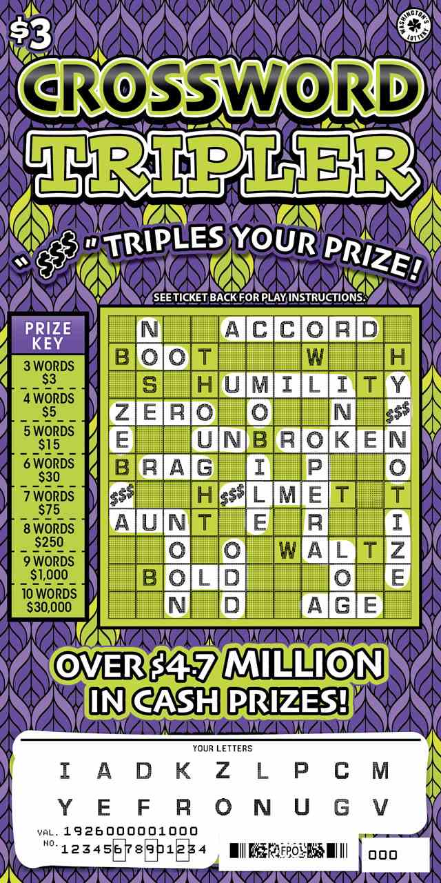 Crossword Tripler scratchcard - game number #1926 - front-scratched