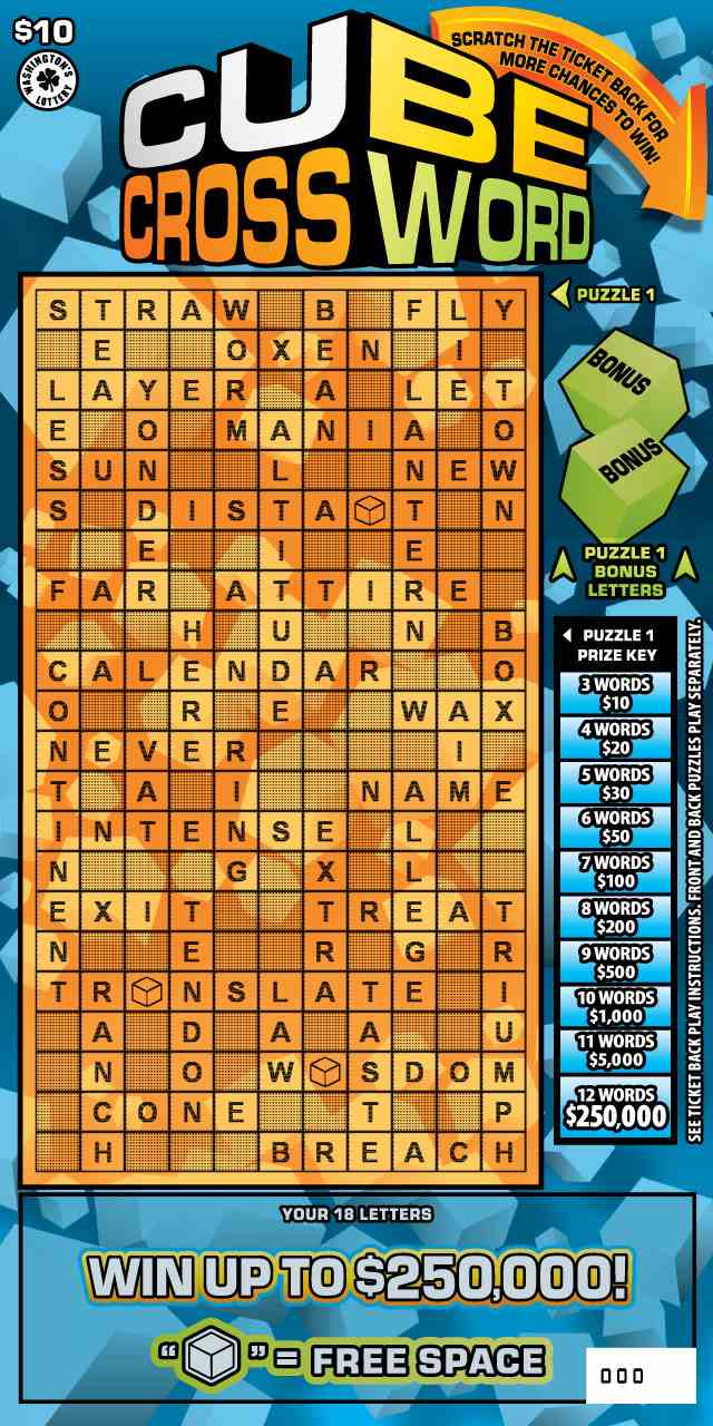 Cube Crossword scratchcard - game number #1987 - front