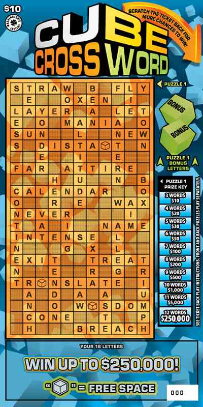 Cube Crossword scratchcard - game number #1987 - front