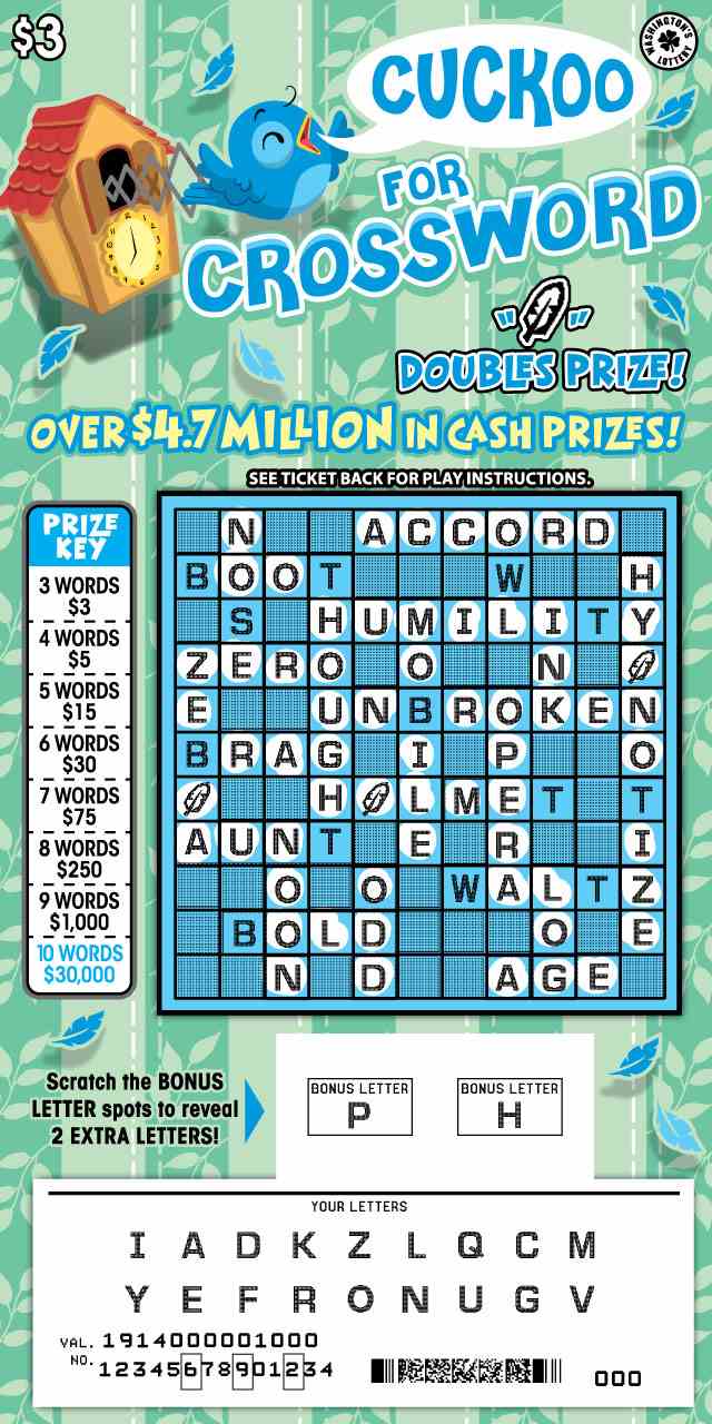 Cuckoo For Crossword scratchcard - game number #1914 - front-scratched