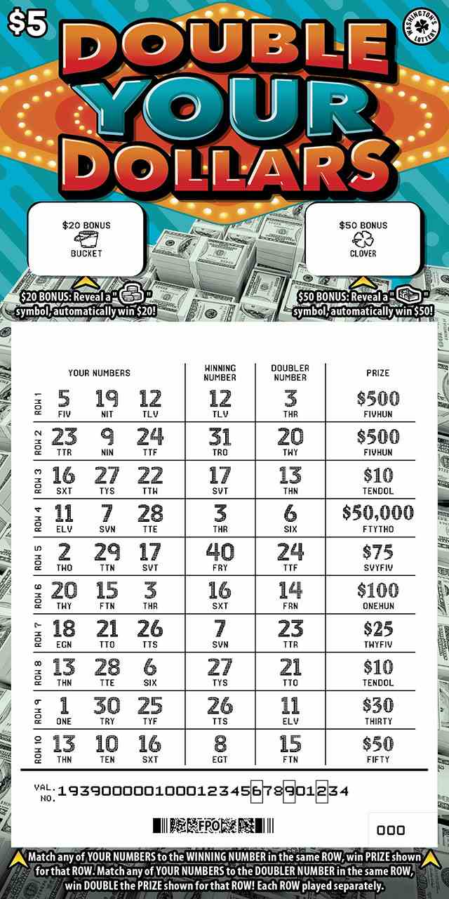 Double Your Dollars scratchcard - game number #1939 - front-scratched