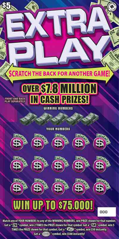 Extra Play scratchcard - game number #1999 - front