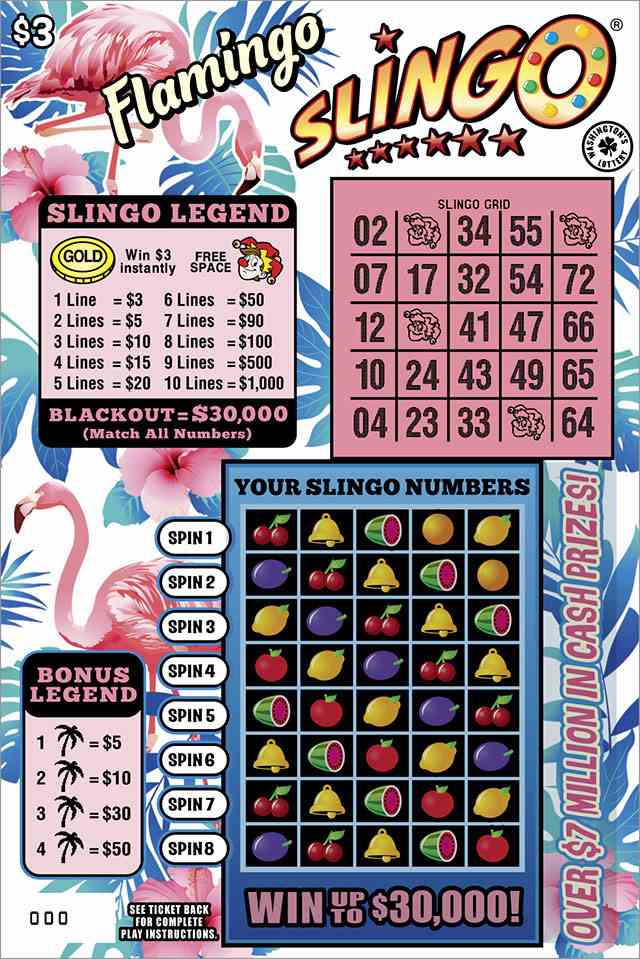 Flamingo Slingo scratchcard - game number #1829 - front