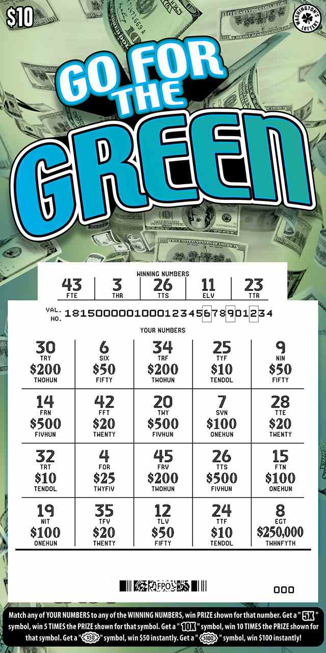 Go For The Green scratchcard - game number #1815 - front-scratched