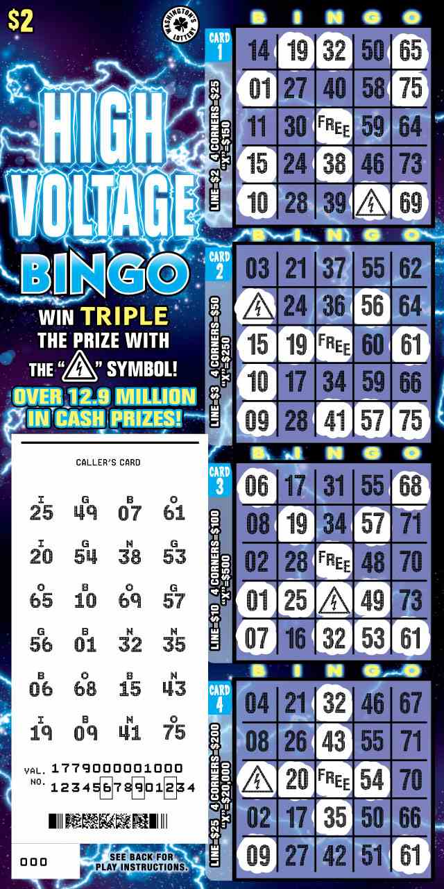 High Voltage Bingo scratchcard - game number #1779 - front-scratched