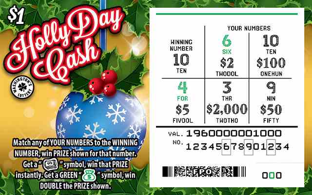 Holly Day Cash scratchcard - game number #1960 - front-scratched
