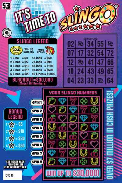 Its Time To Slingo scratchcard - game number #1995 - front